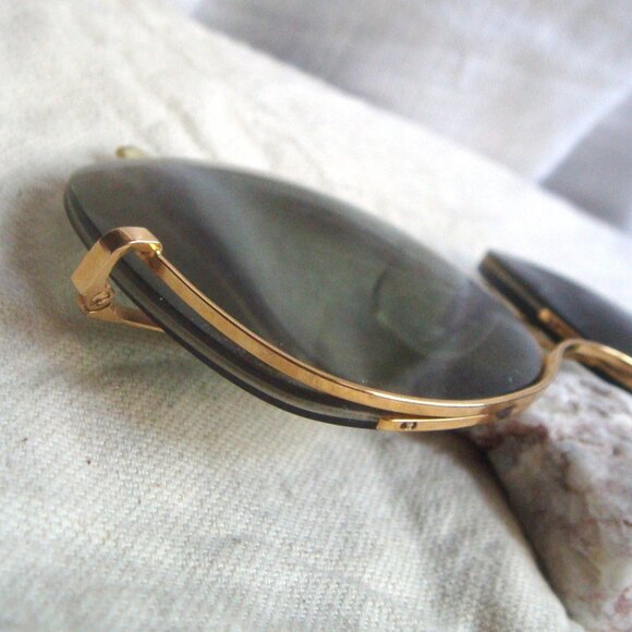 Vintage 80s Gold Metal Half Rim Glasses + Case main image 11